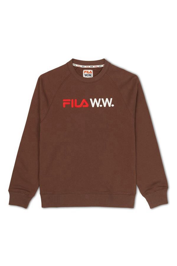 Fila Mikiny Panske Hnede - X Wood Wood Arthur Crew Vypredaj - Slovakia 34065-FJEA